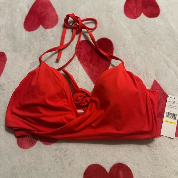 NWT Carmen Marc Valvo Swim Sense Red scarlet Wrap Top - Picture 8 of 12